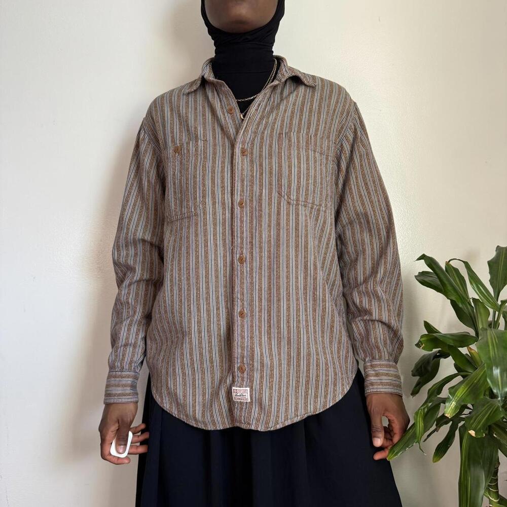 Vintage Unisex Levi’s Signature Striped Workwear Shirt Earth Tone Grunge size‎ M
